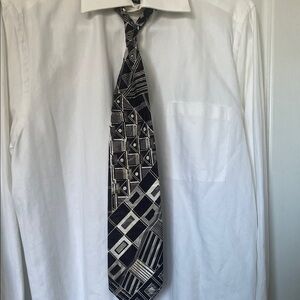 Geometric Black & Gray Patterned Men's Tie